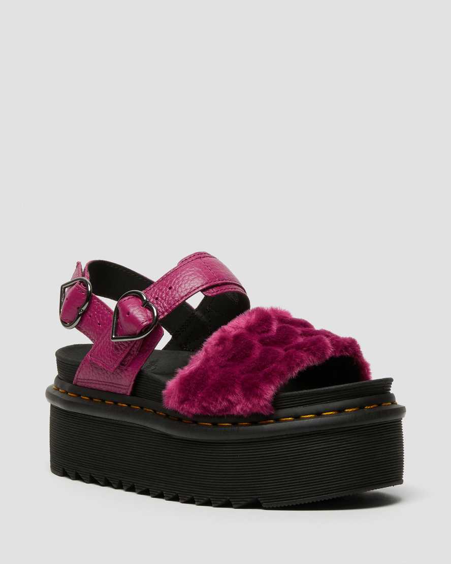 Dr. Martens Voss Fluffy Faux Fur Naisten Platform Sandaalit - Fuksia Sandaalit [938-JMNCEY]